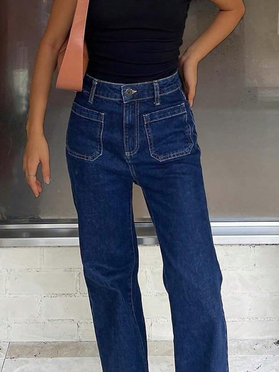 GRANATOWE SPODNIE JEANS