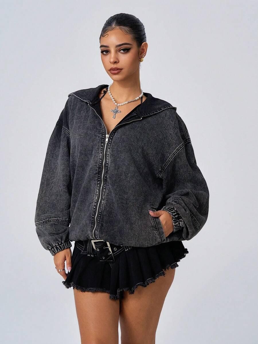 KURTKA OVERSIZE Z KAPTUREM JEANS