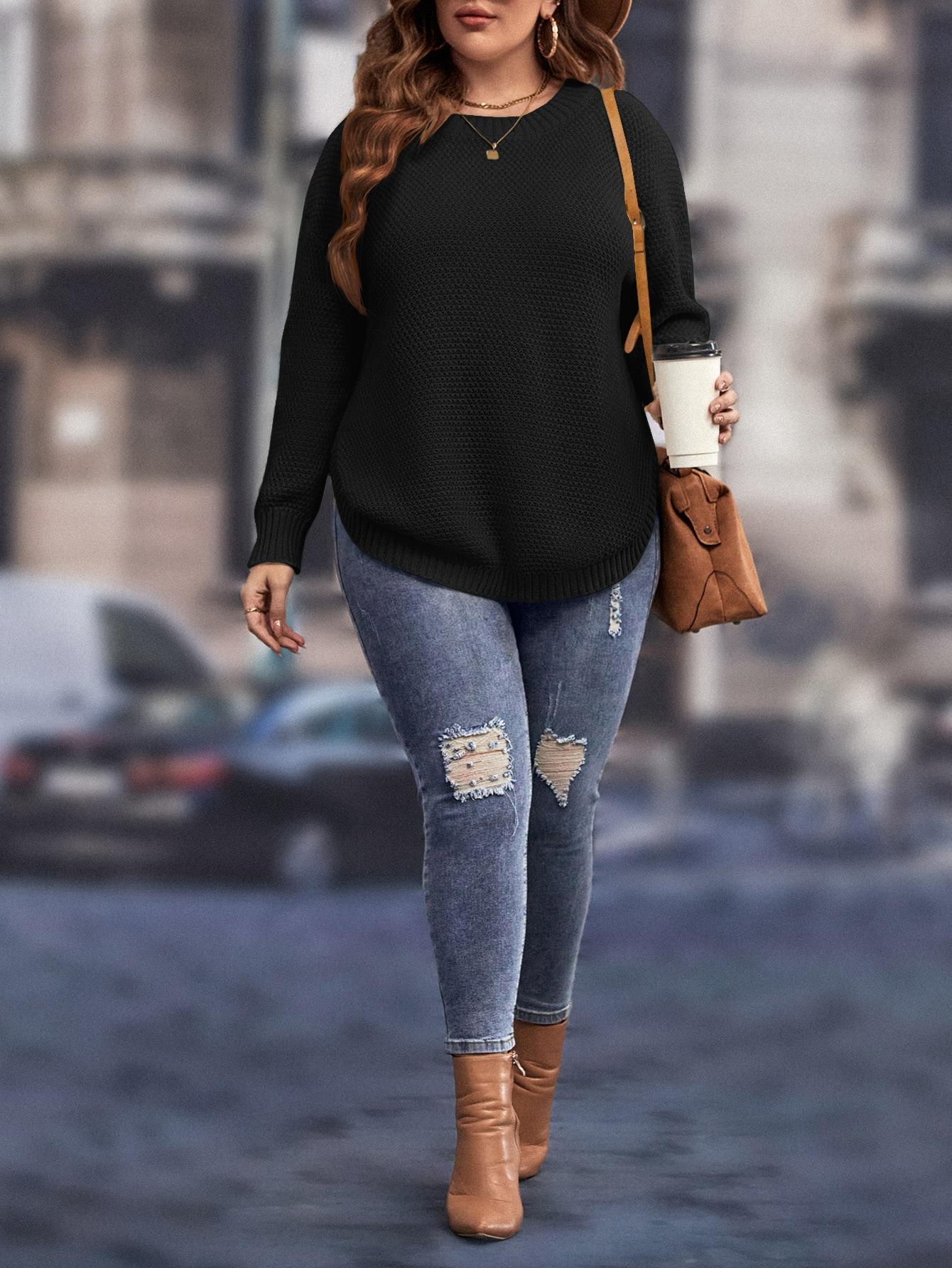 CZARNY SWETER DZIANINA 