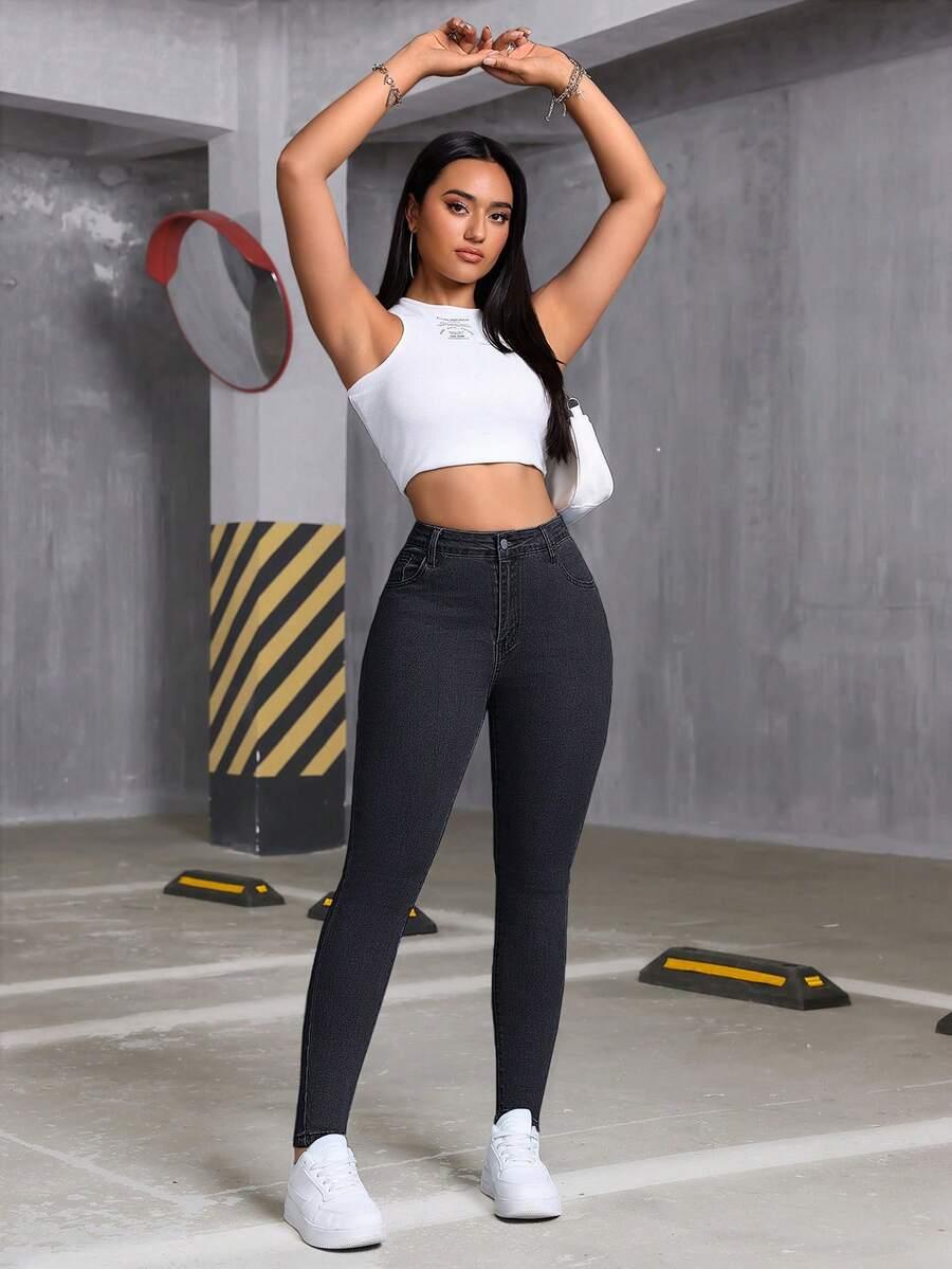 CZARNE SPODNIE JEANS