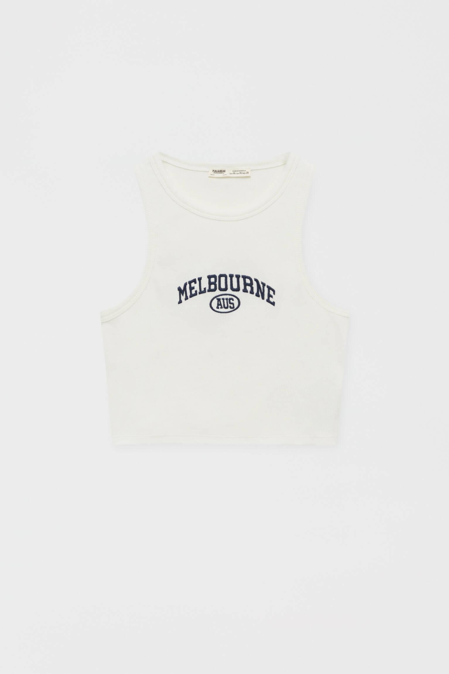 BIAŁY CROP TOP HAFT MELBOURNE