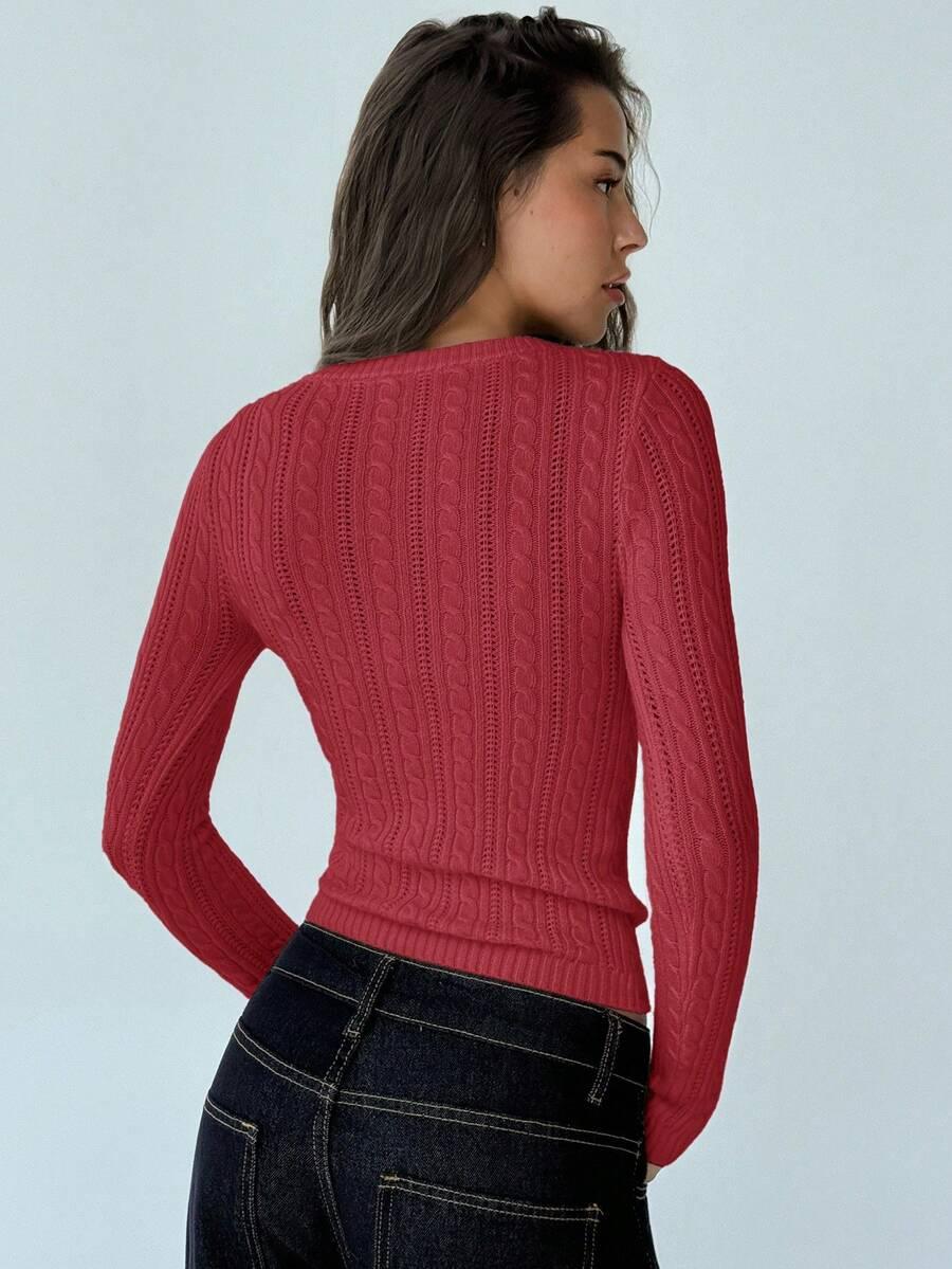 CZERWONY SWETER TEKSTURA