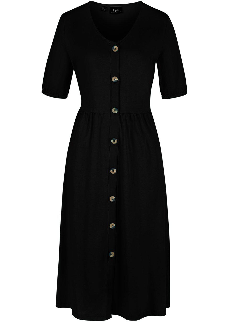 czarna midi sukienka v-neck 
