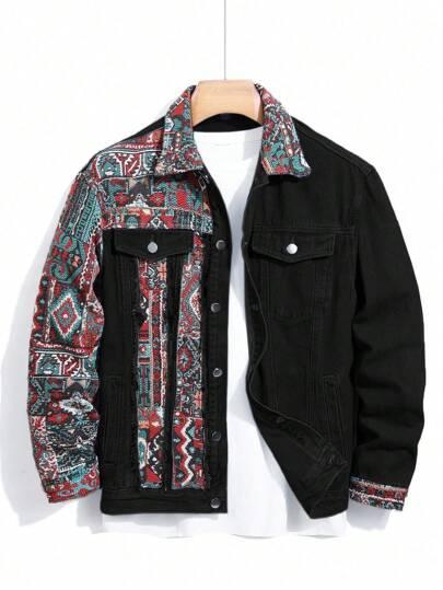 czarna kurtka jeans łączenie 