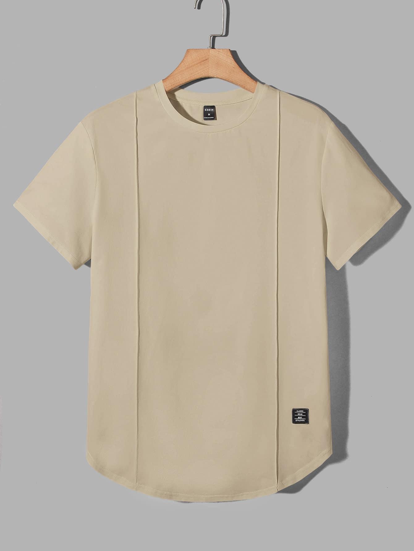 beżowy t-shirt okrągły dekolt