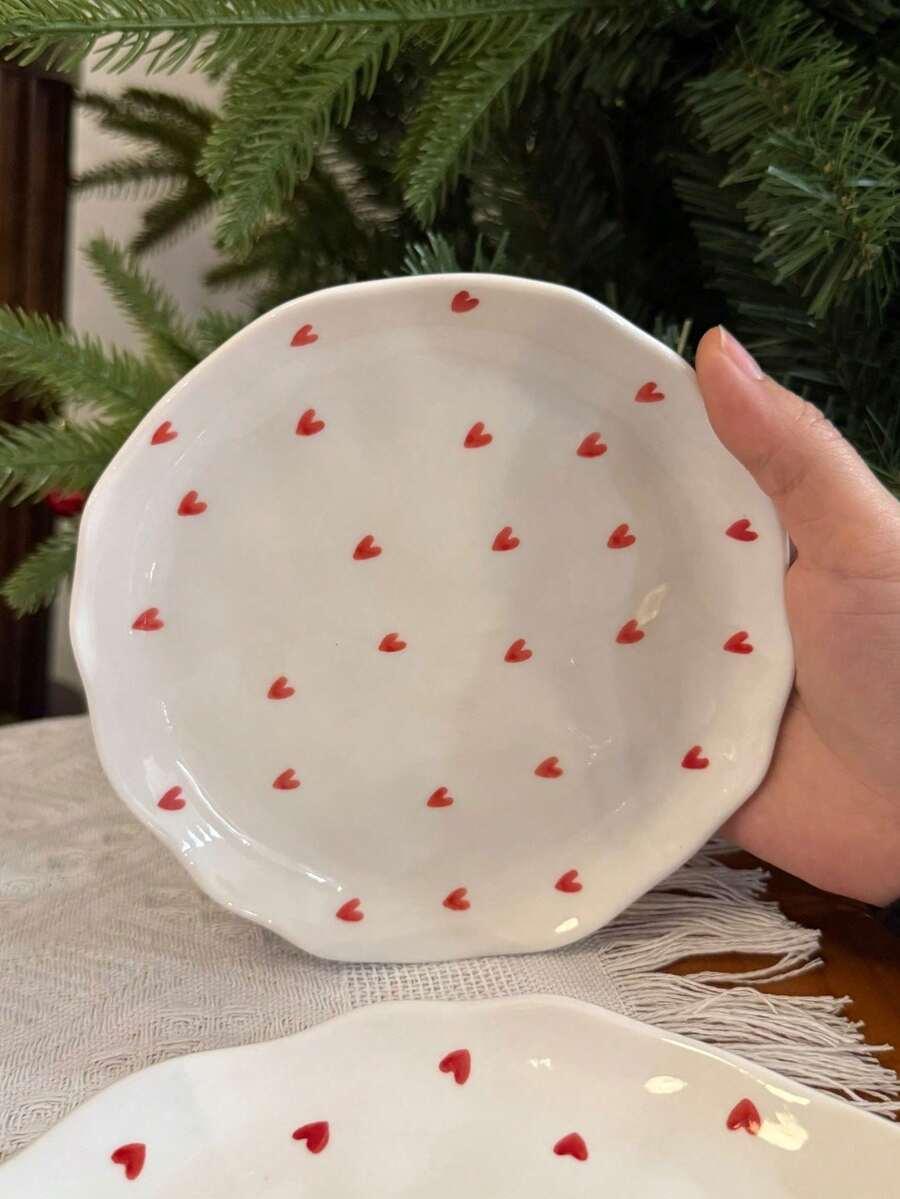 ceramiczny talerz wzór serca 20cm 