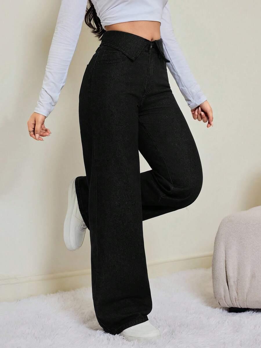 czarne spodnie jeans wysoki stan