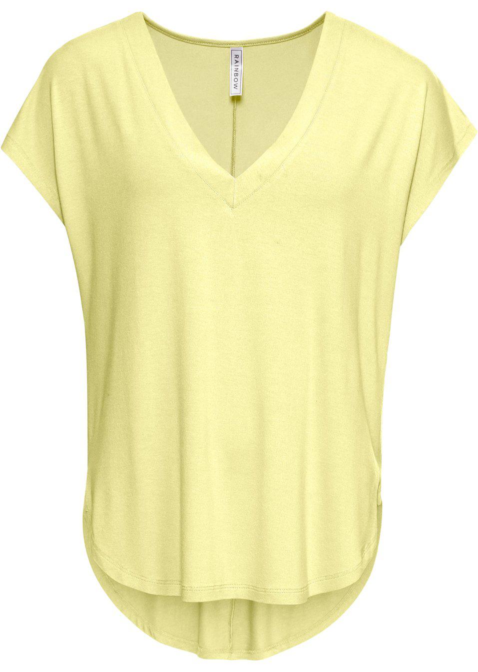 BEŻOWA BLUZKA Z KRÓTKIM RĘKAWEM V-NECK