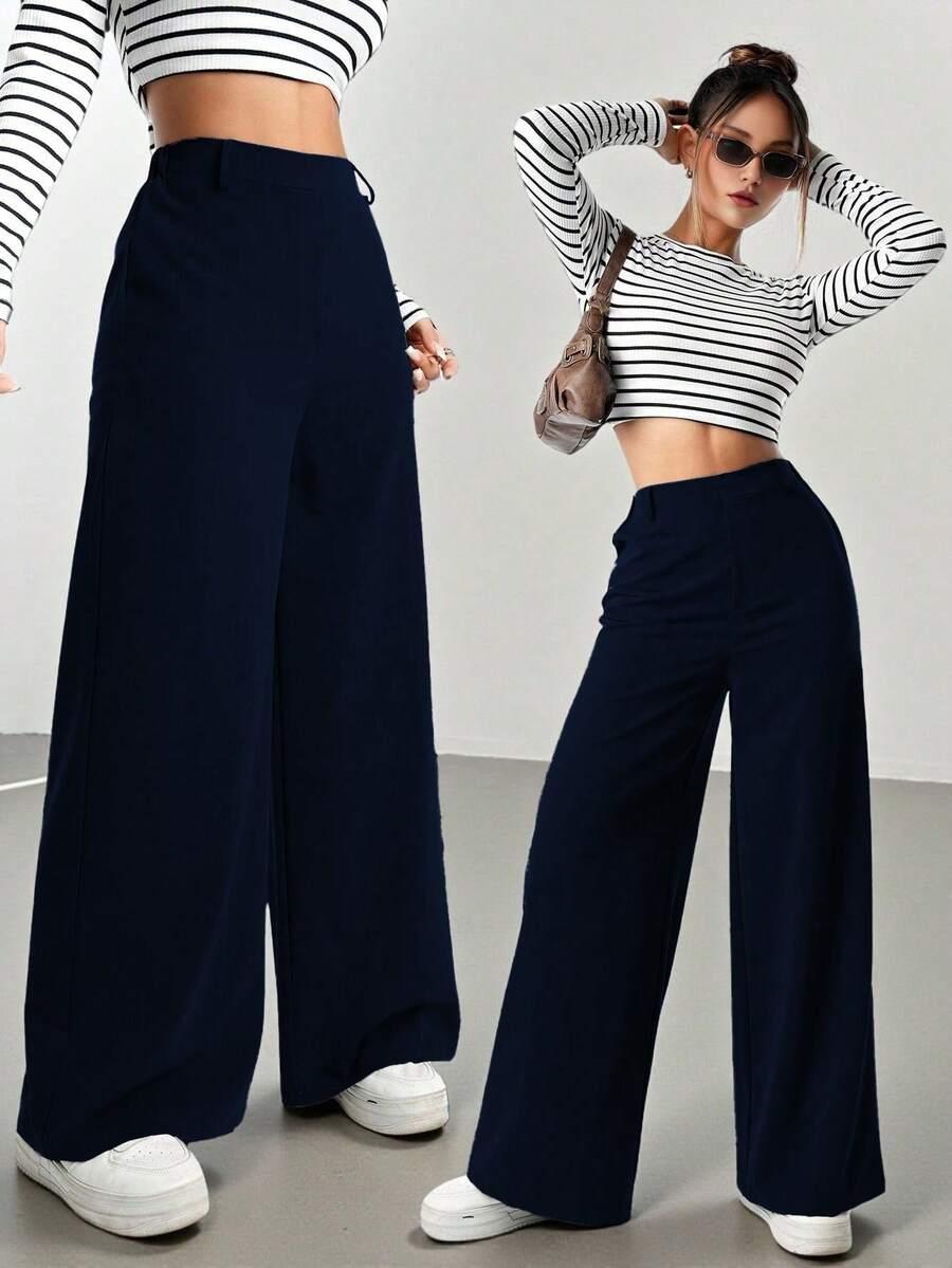 Granatowe spodnie casual