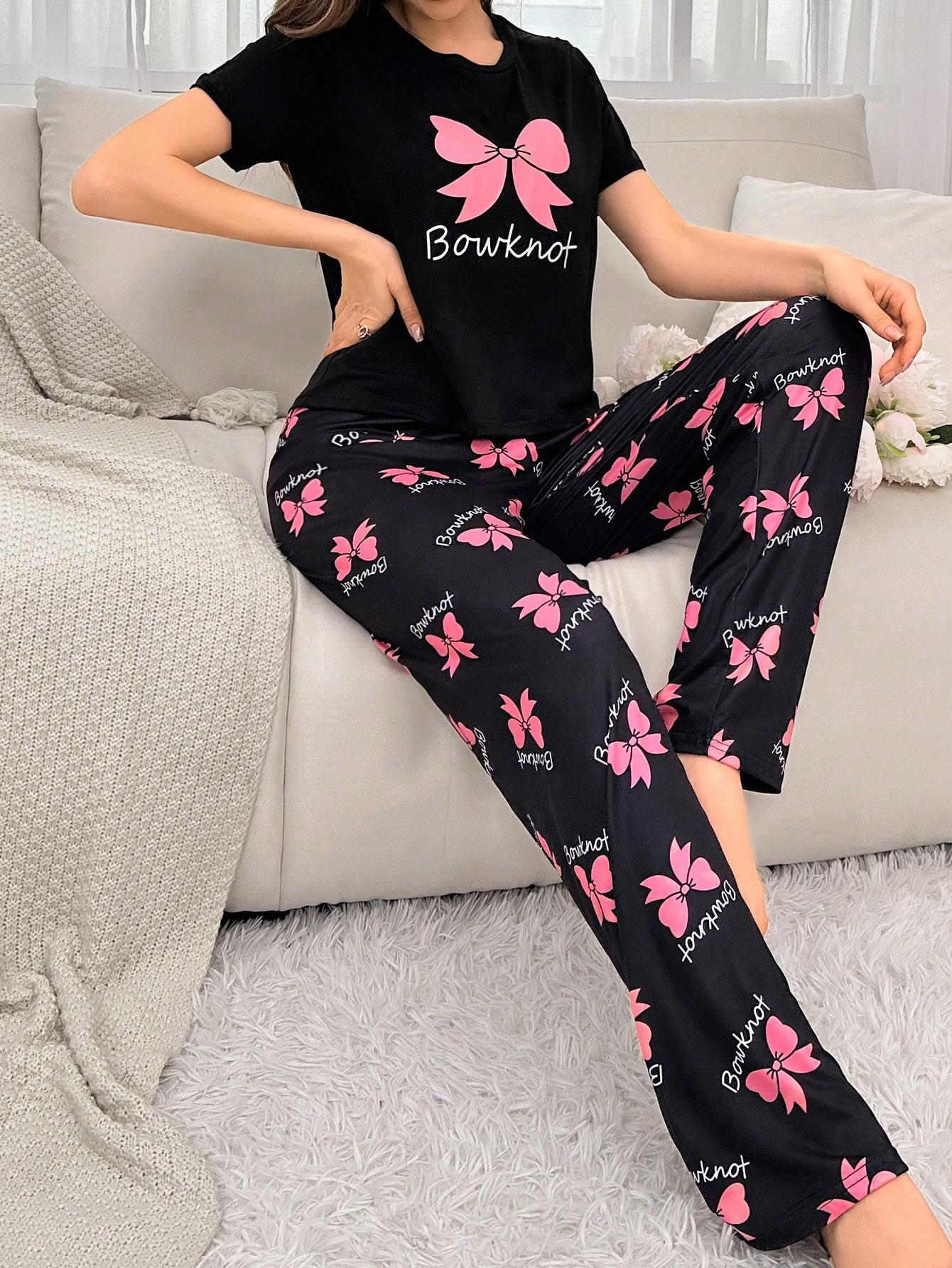 PIŻAMA komplet spodnie t-shirt wzór