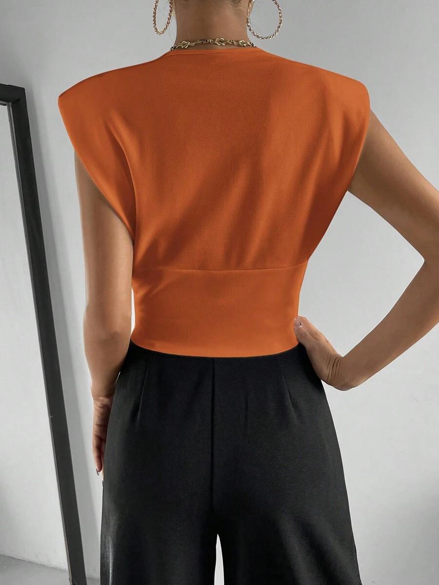 POMARAŃCZOWY TOP V-NECK
