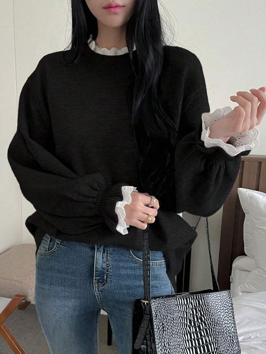 CZARNY SWETER ZDOBIENIE