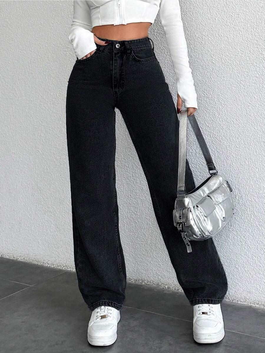 CZARNE SPODNIE JEANS