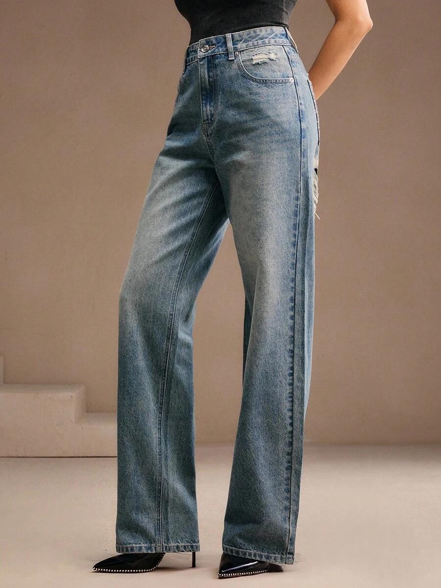 spodnie jeans zdobienie