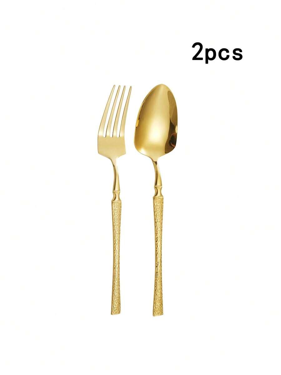 złote sztućce komplet widelec łyżka 2-pack