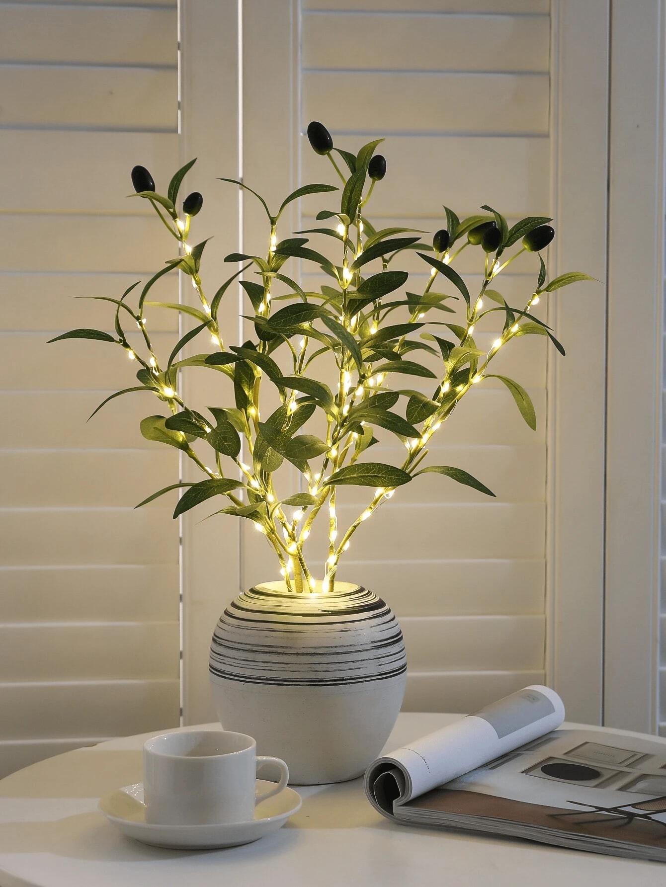 zielone sztuczne gałązki led 4-pack 