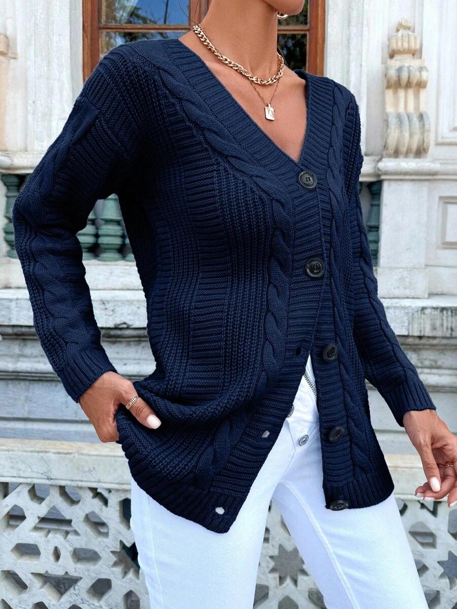 granatowy sweter kardigan guziki