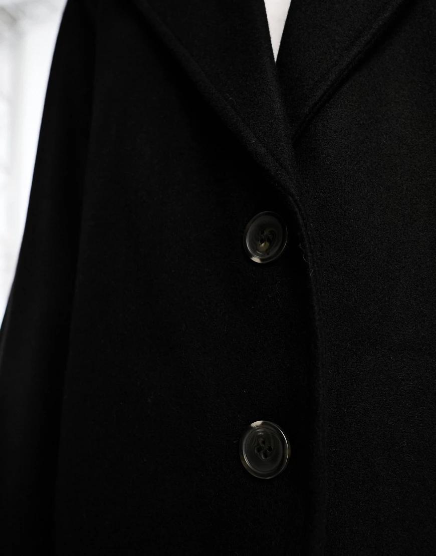 czarny klasczny płaszcz jednorzędowy