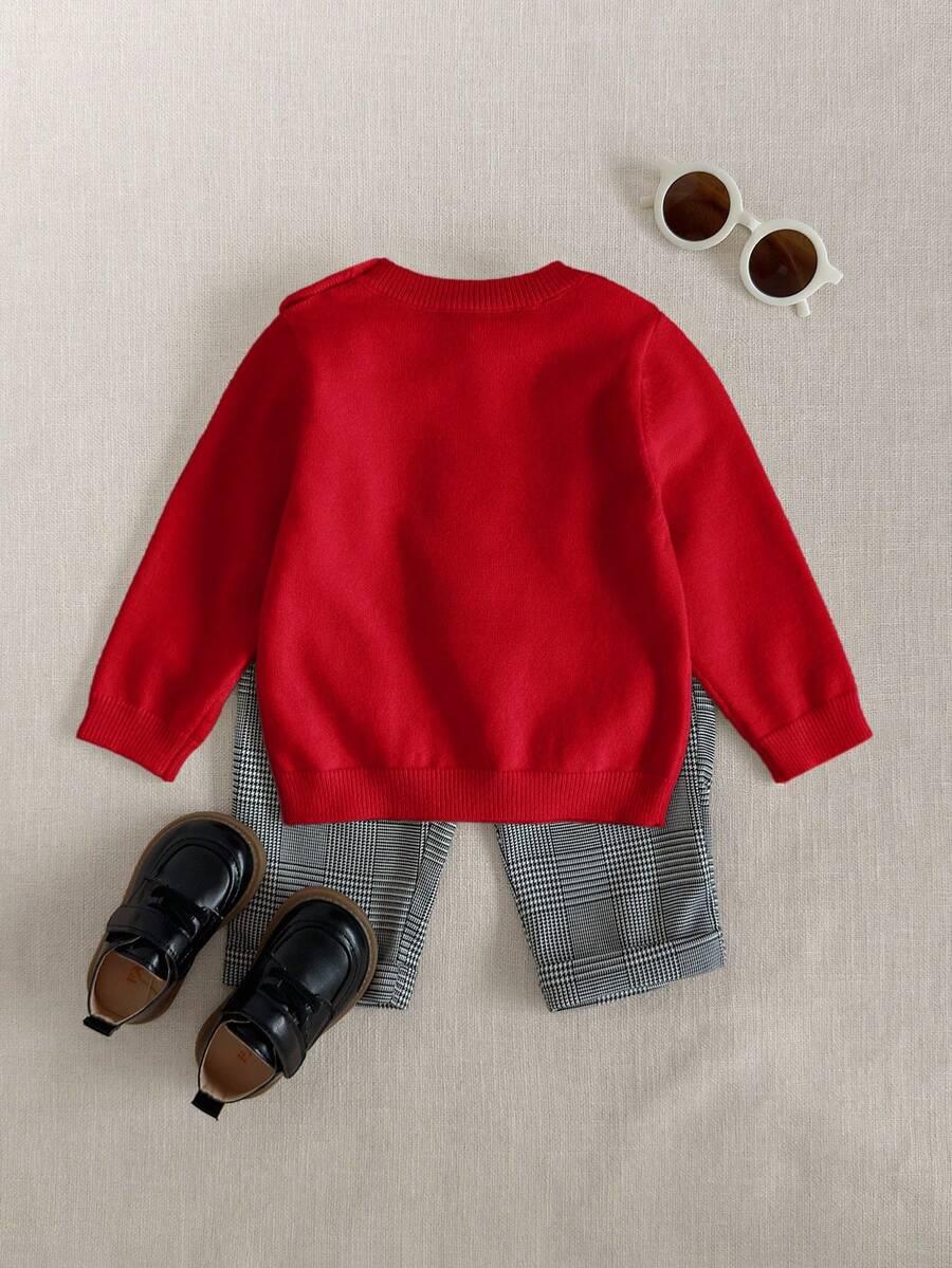CZERWONY SWETER DZIANINA 