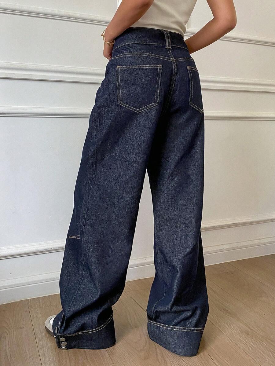 GRANATOWE SPODNIE JEANS