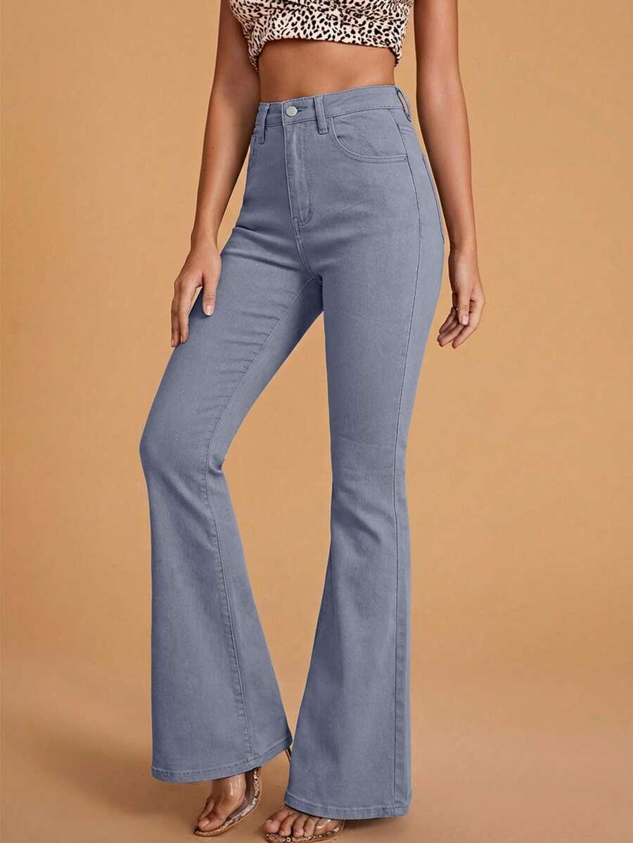 SZARE SPODNIE JEANS WYSOKI STAN