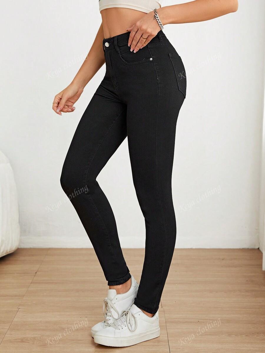 CZARNE SPODNIE RURKI JEANS