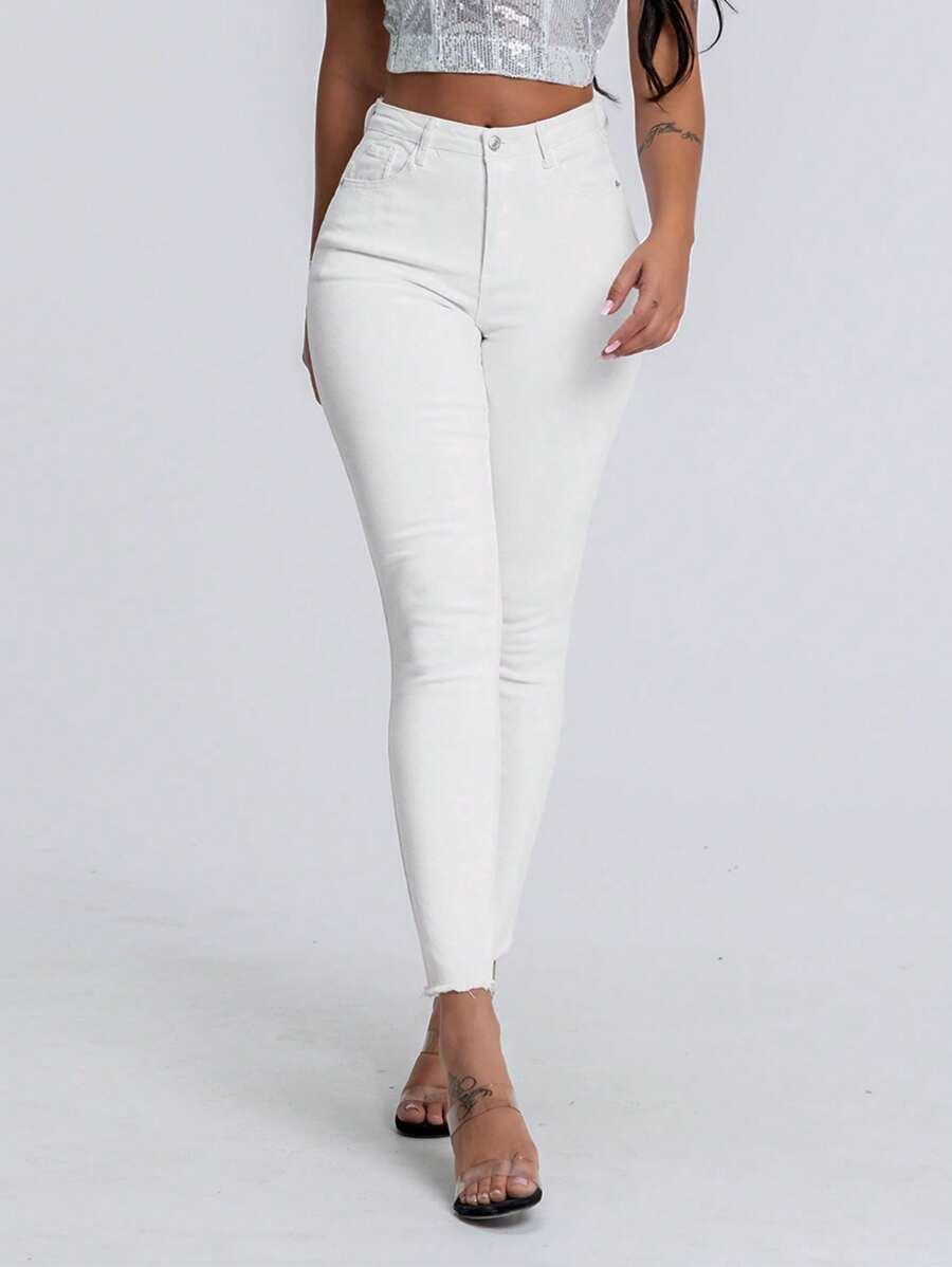 BIAŁE SPODNIE JEANS