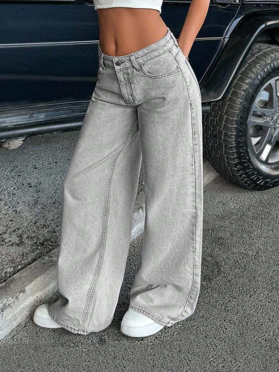 SZARE SPODNIE JEANS 
