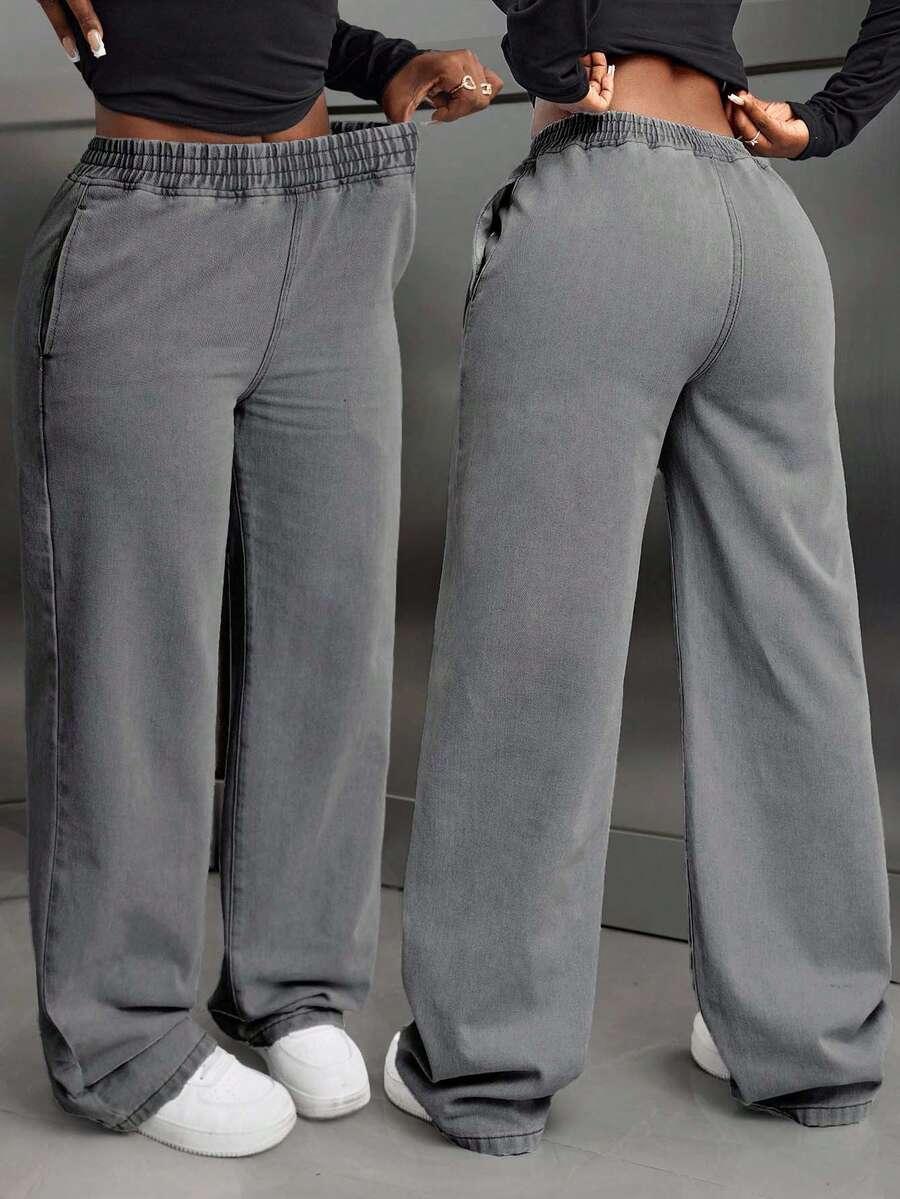 SZARE SPODNIE JEANS