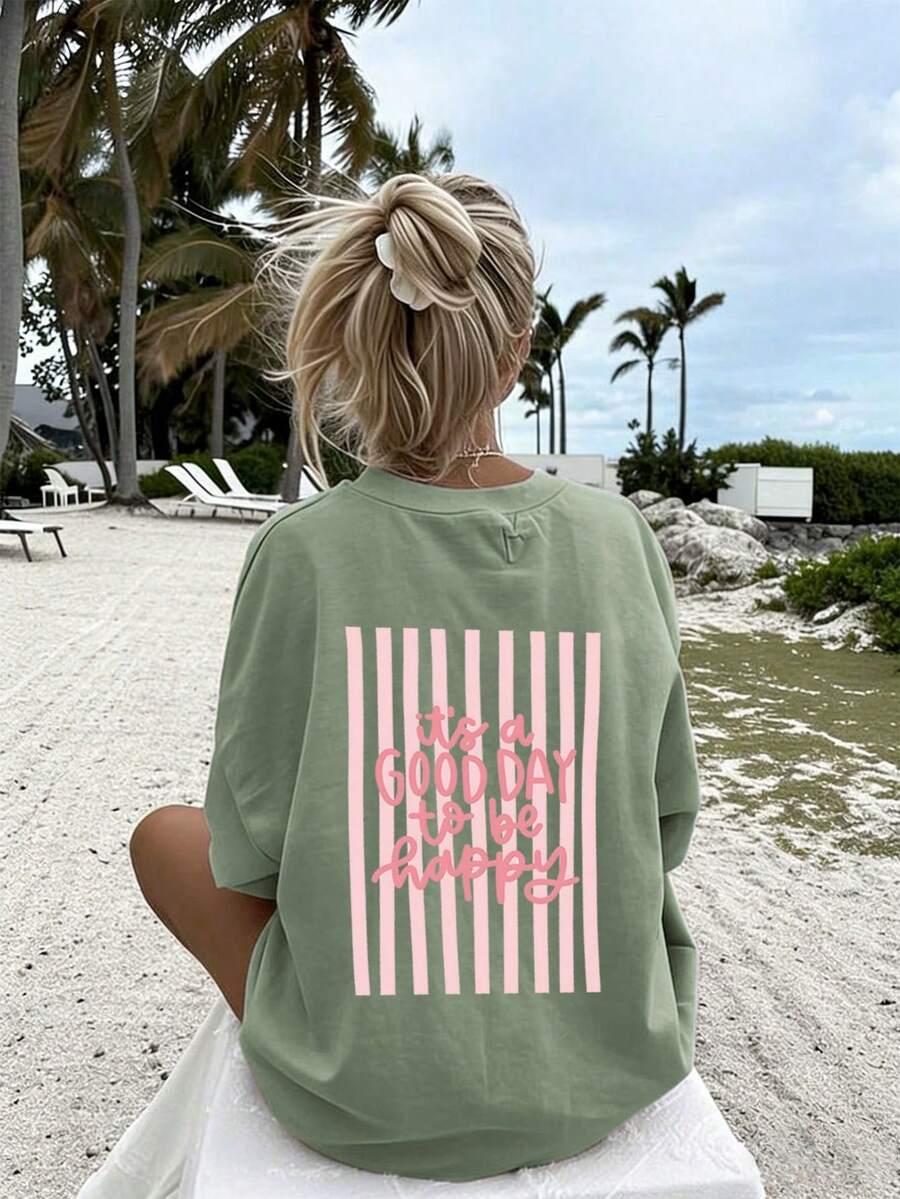 T-SHIRT DAMSKI BAWEŁNIANY Z NADRUKIEM
