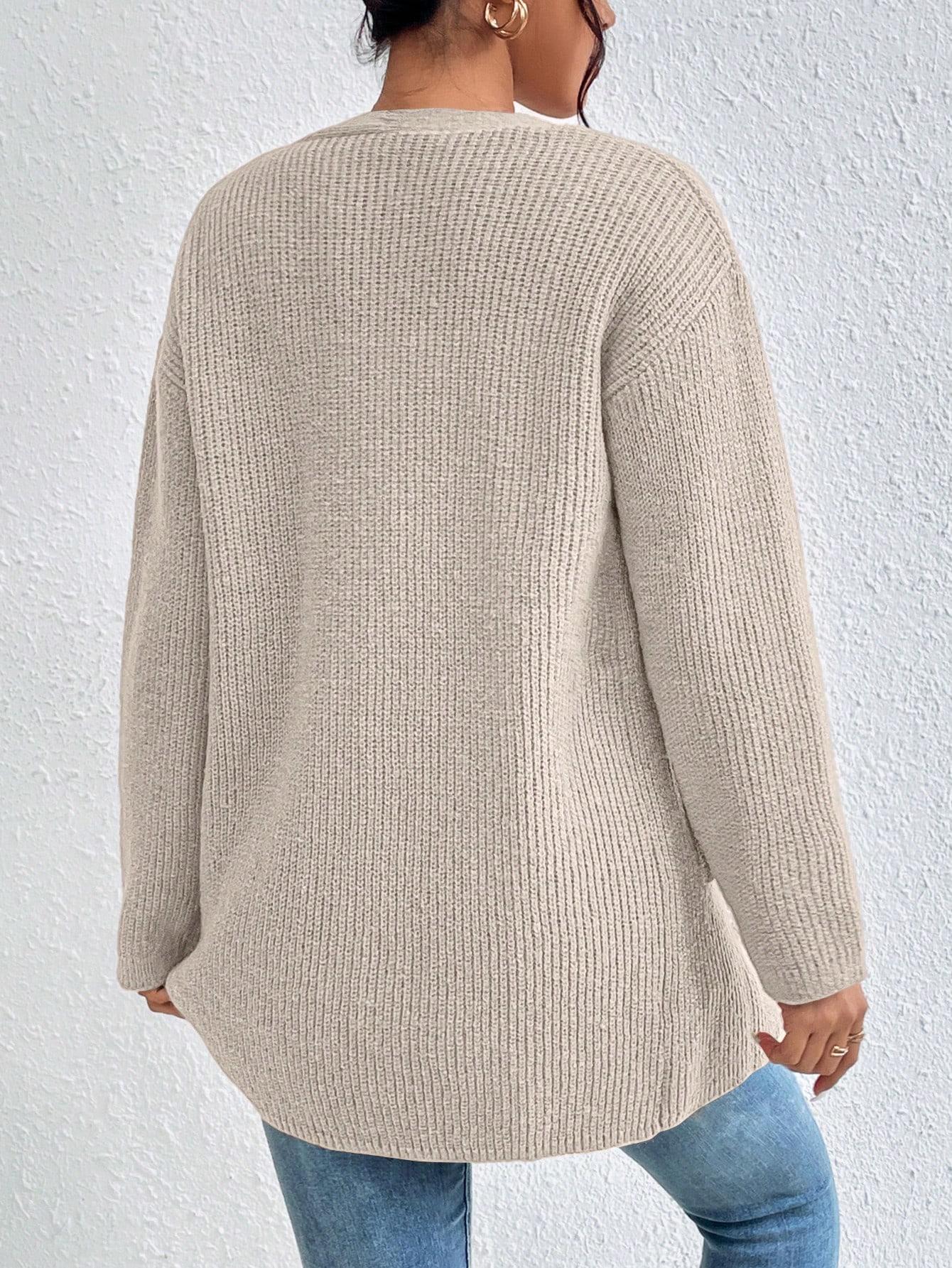 BEŻOWY SWETER KIESZENIE