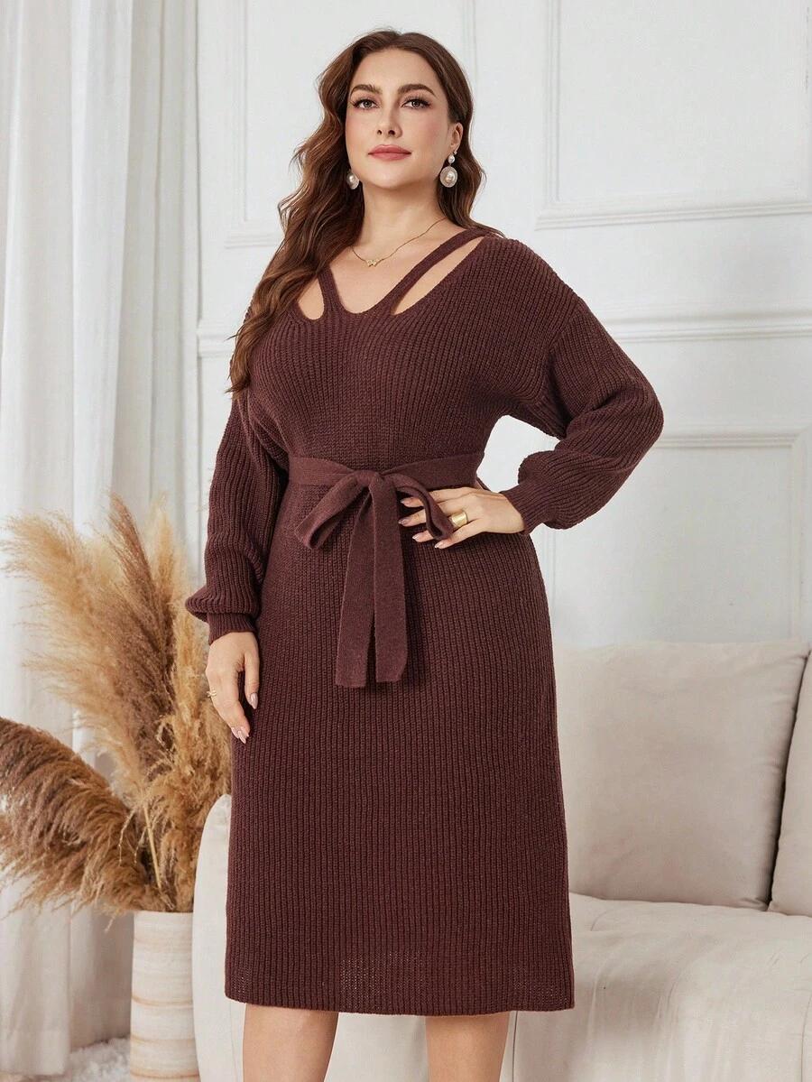 DZIANINOWA PLUS SIZE MIDI SUKIENKA