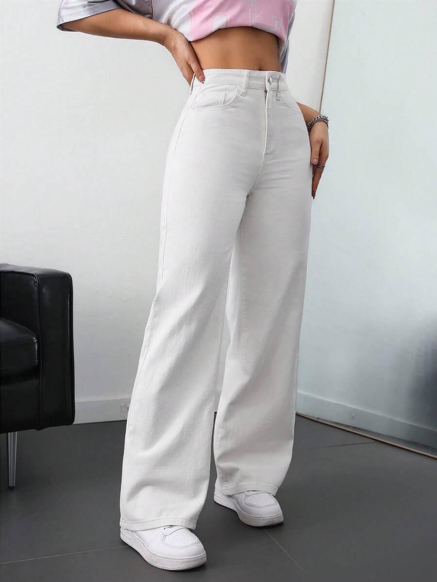 BIAŁE SPODNIE JEANS