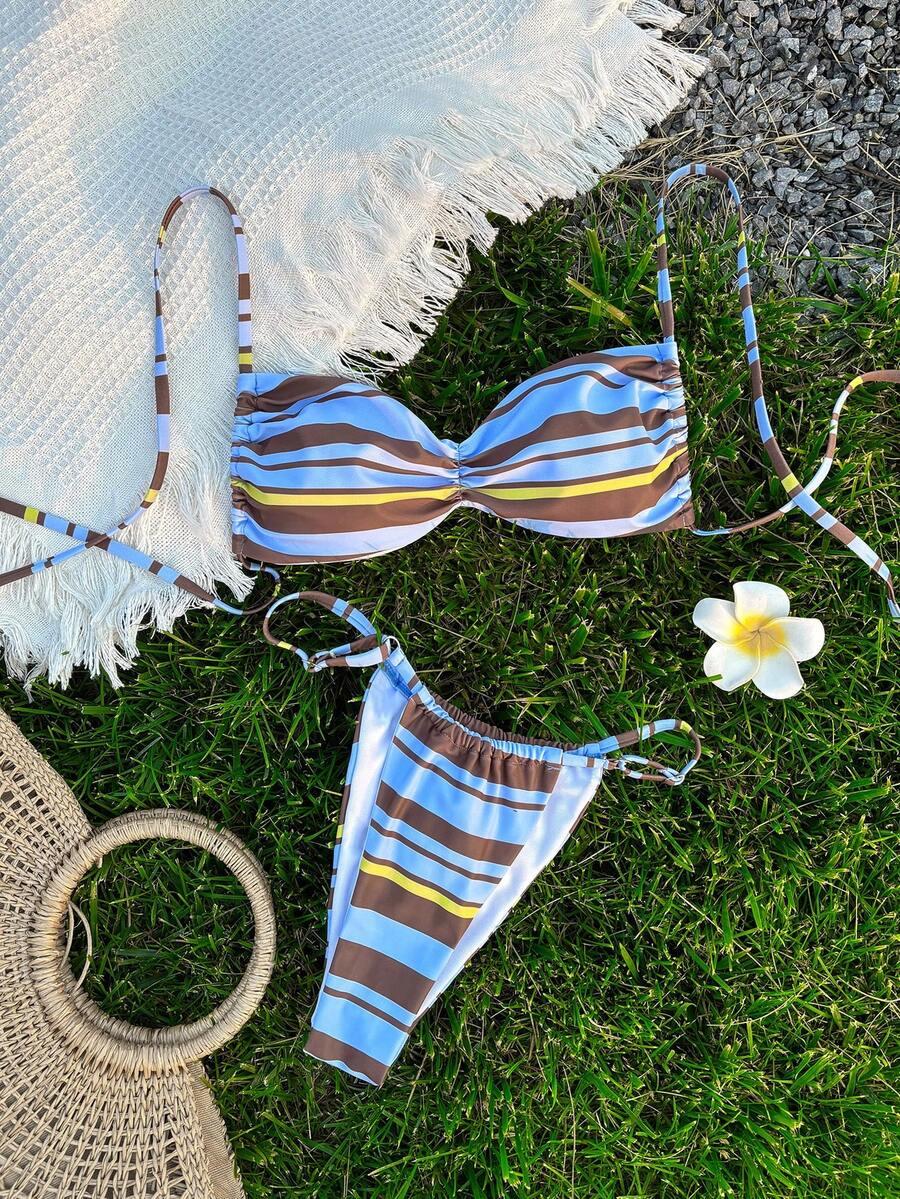 komplet bikini wzór paski