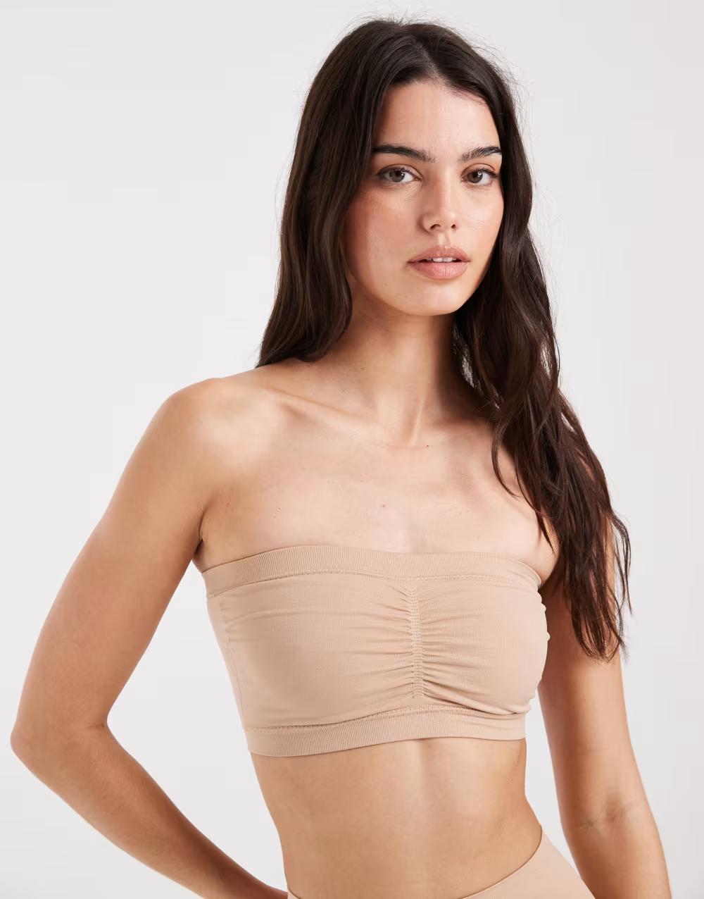 BEŻOWY GŁADKI BIUSTONOSZ BANDEAU