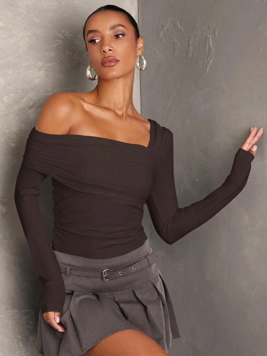 brązowe asymetryczne body