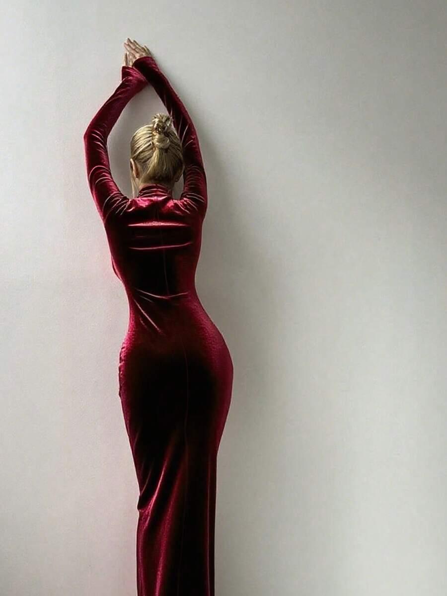 czerwona maxi sukienka