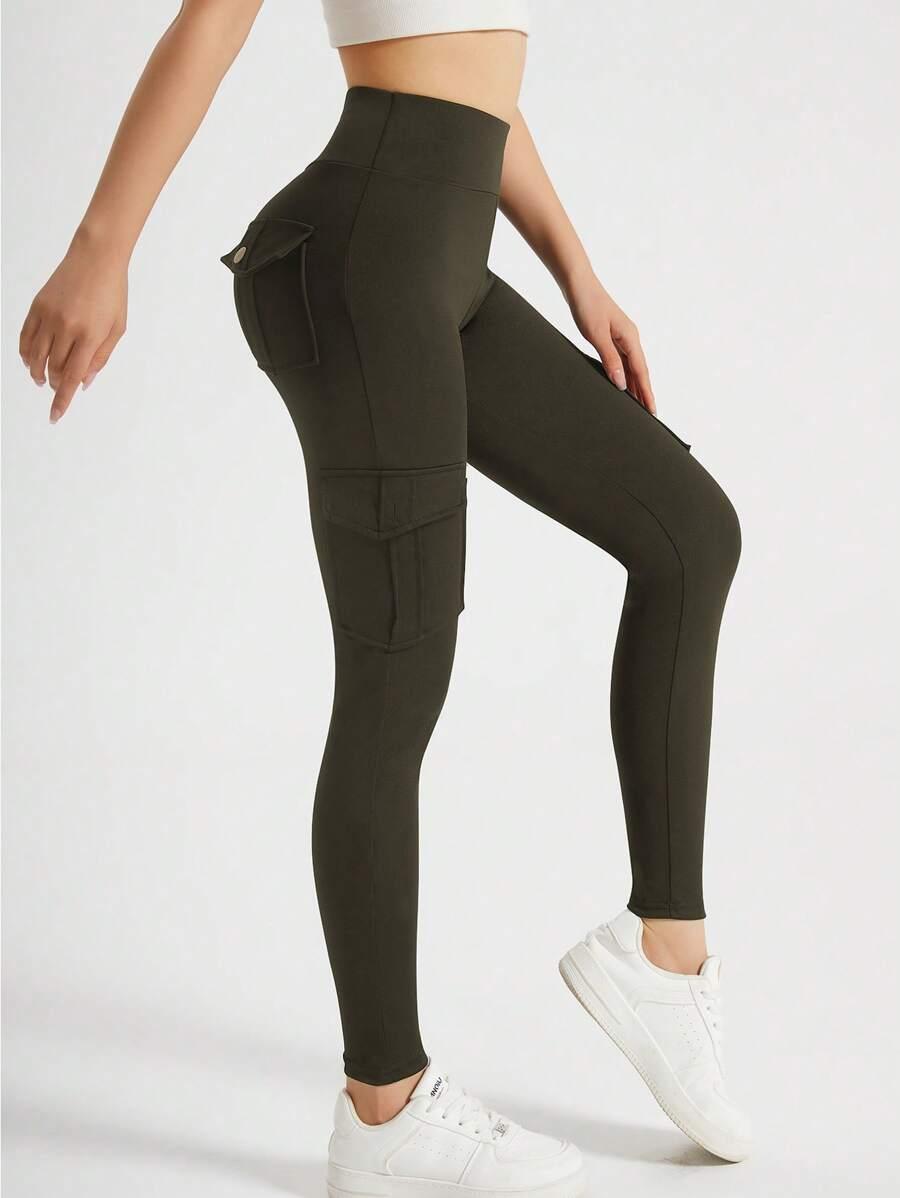 zielone legginsy kieszenie