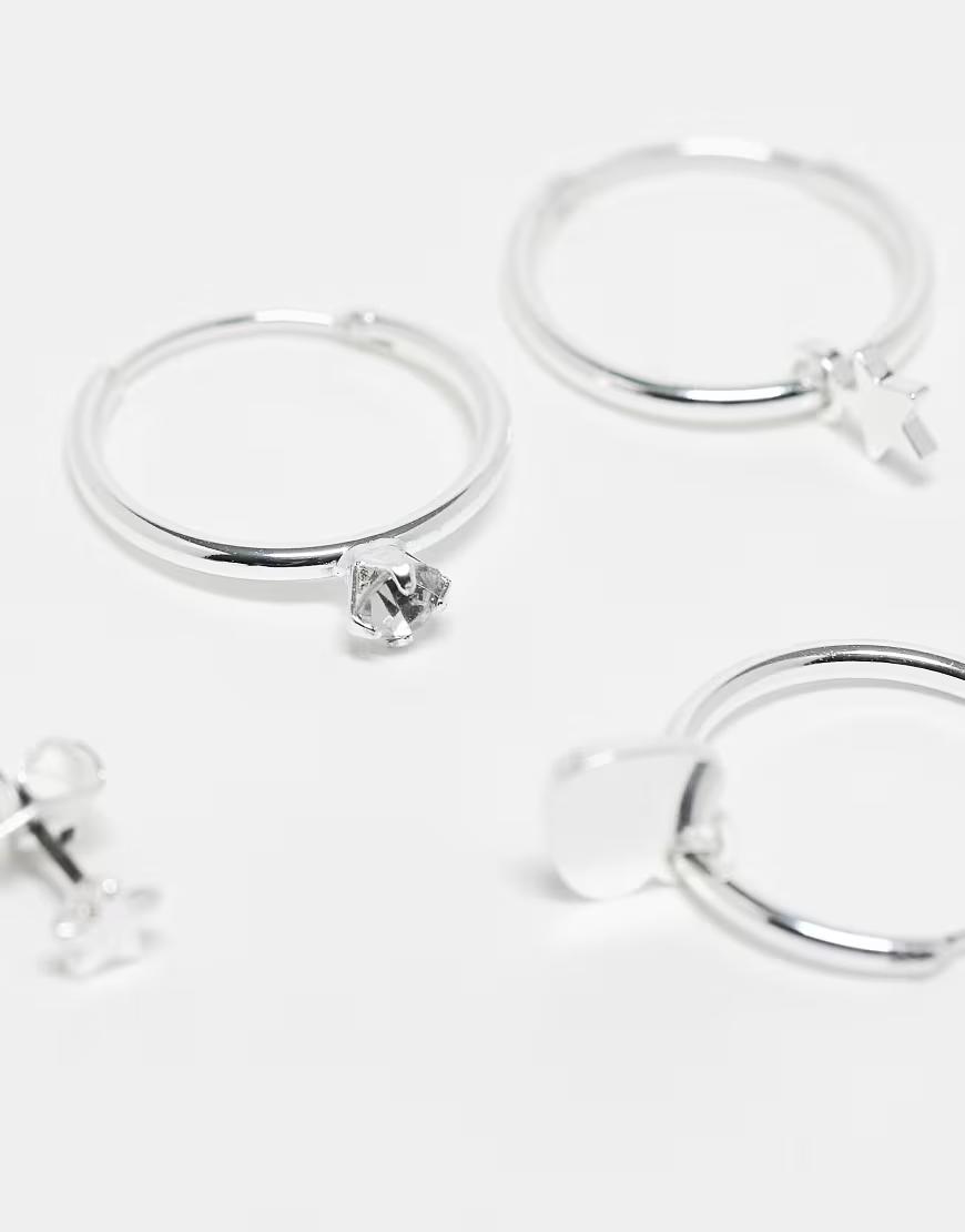 srebrne kolczyki 4-pack