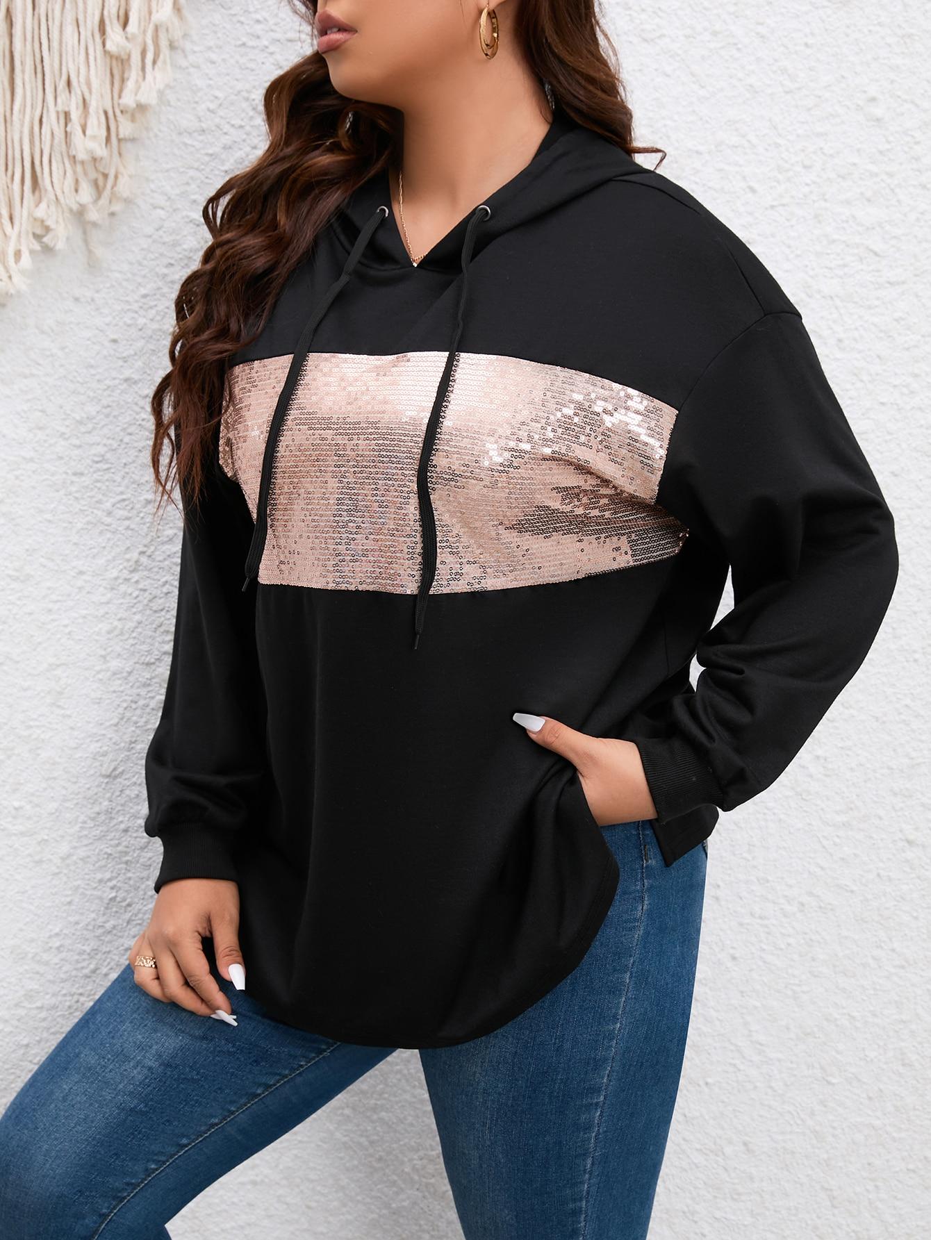 BLUZA KAPTUR CEKINY