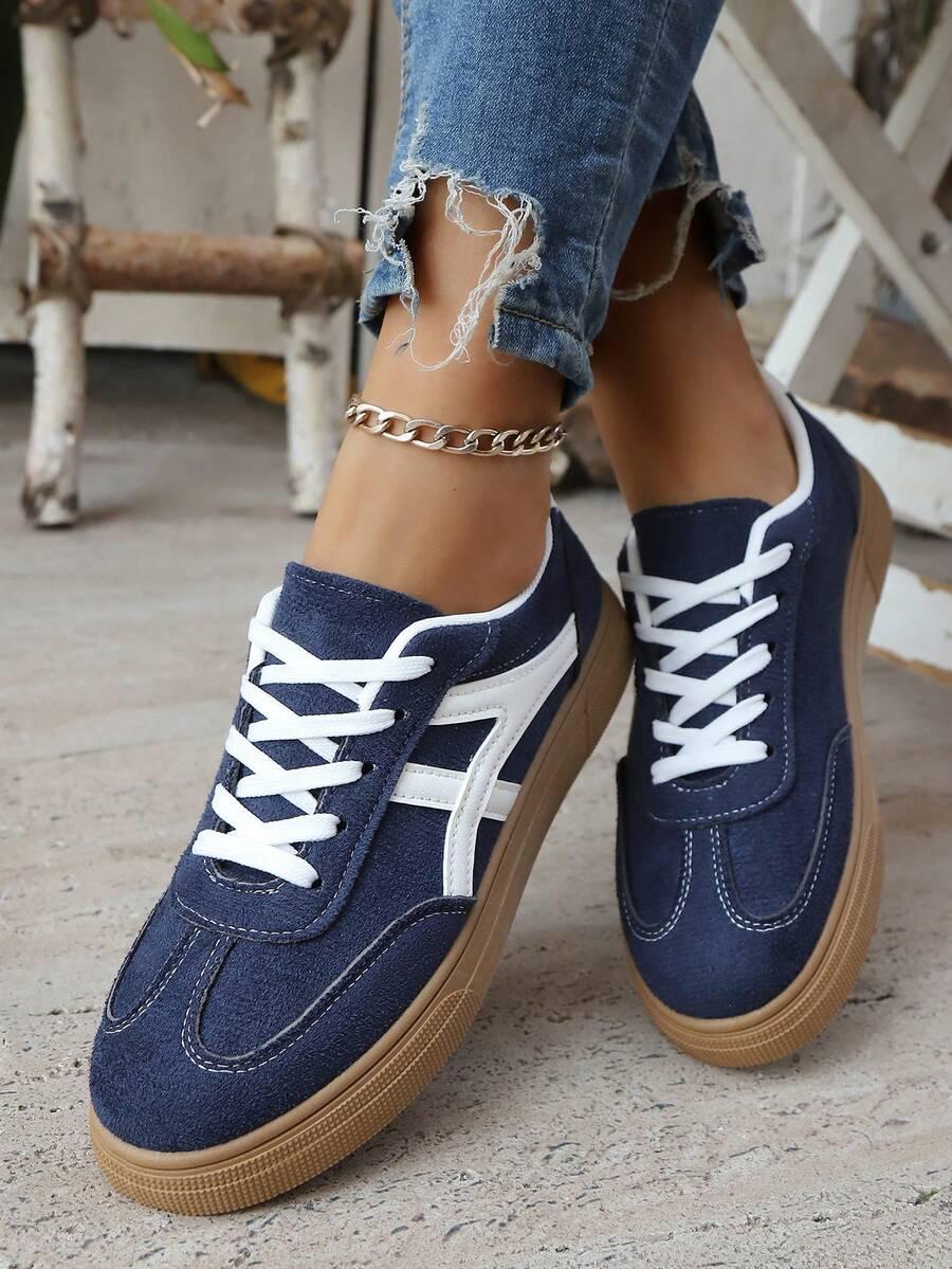 GRANATOWE SZNUROWANE BUTY SPORTOWE DAMSKIE