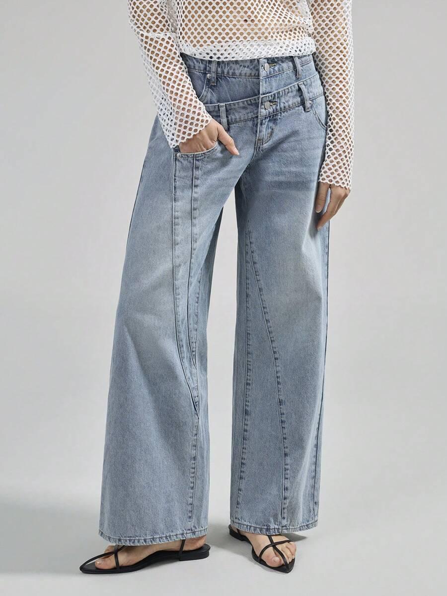 SPODNIE JEANS ASYMETRIA