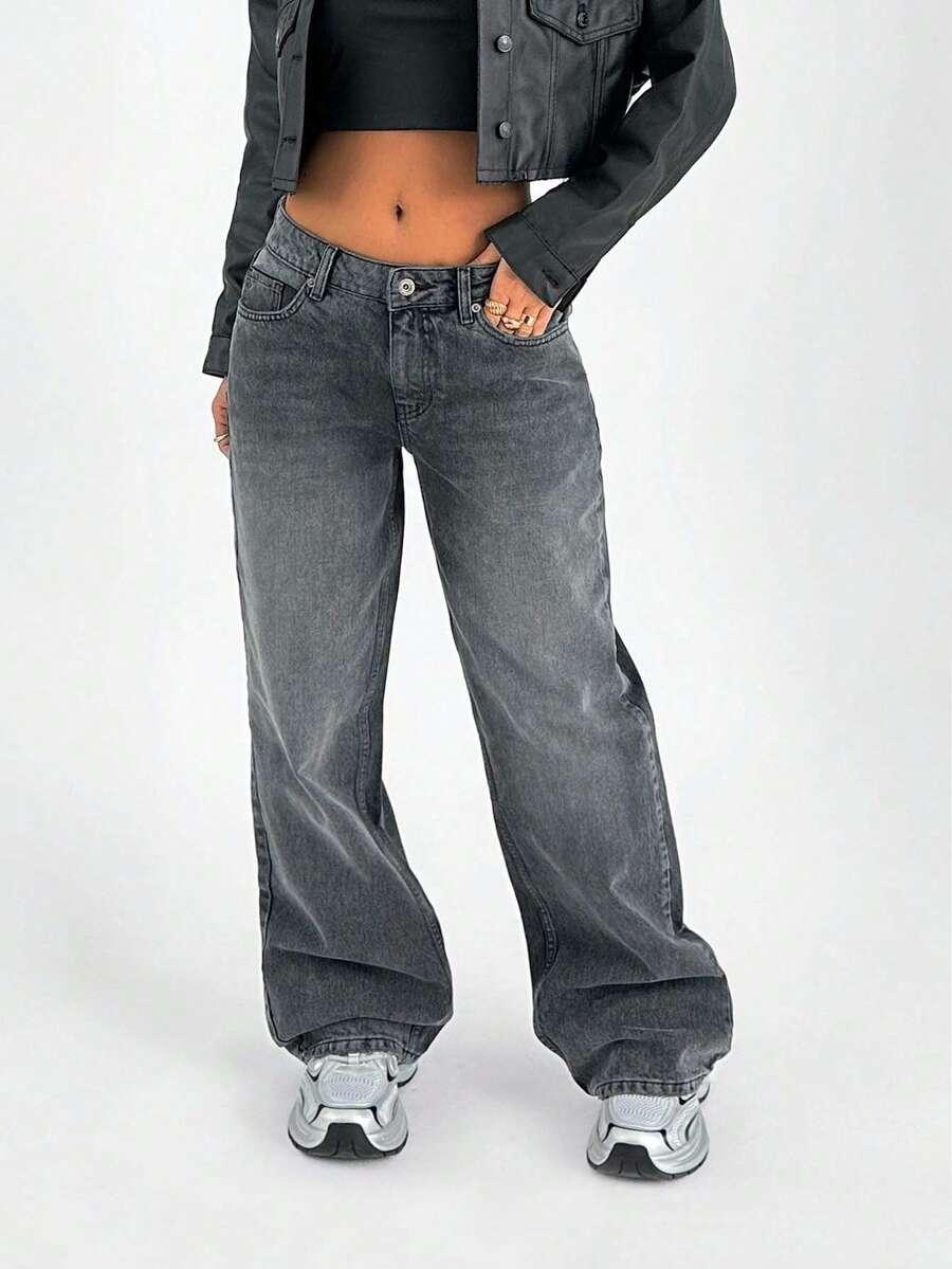 SZARE SPODNIE JEANS 