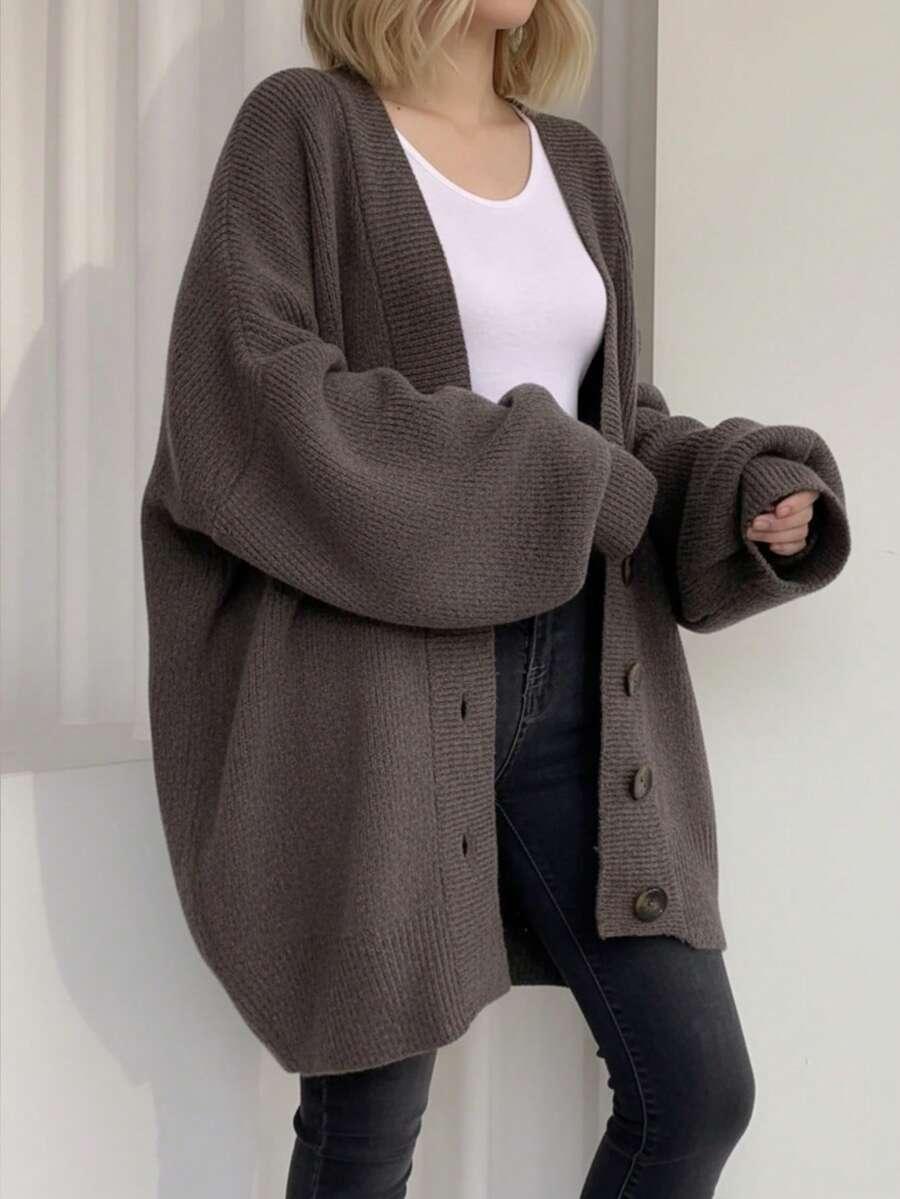 BRĄZOWY SWETER GUZIKI