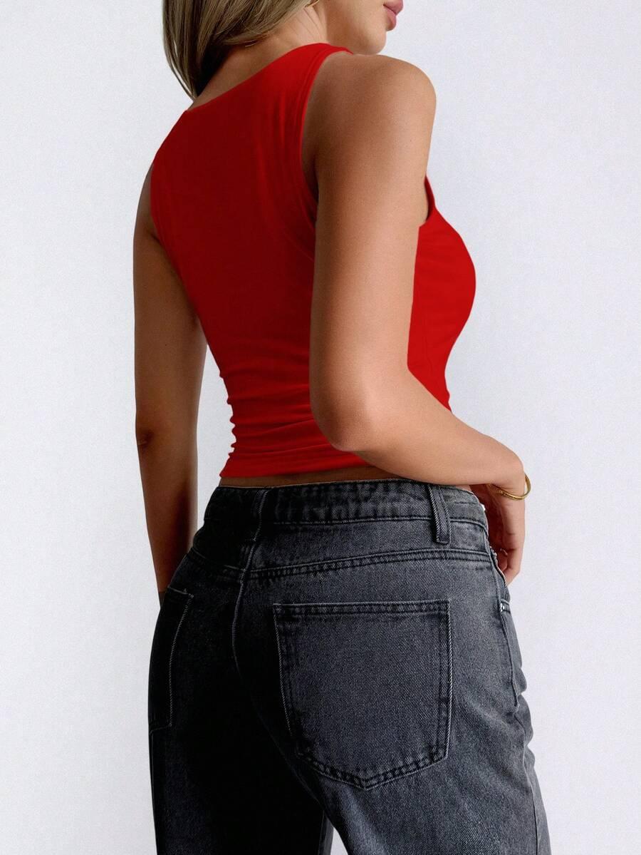 czerwony top casual 