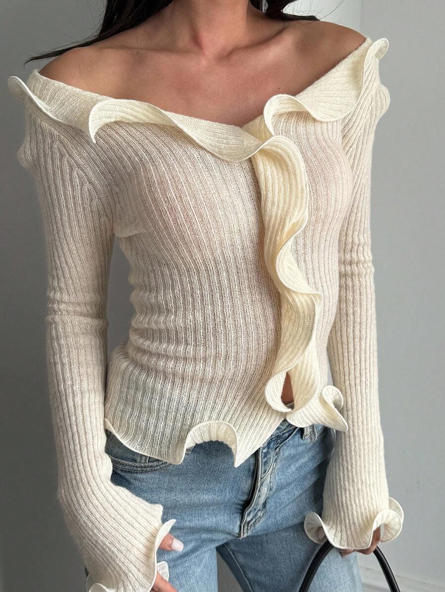 SWETER DAMSKI Z FALBANAMI 