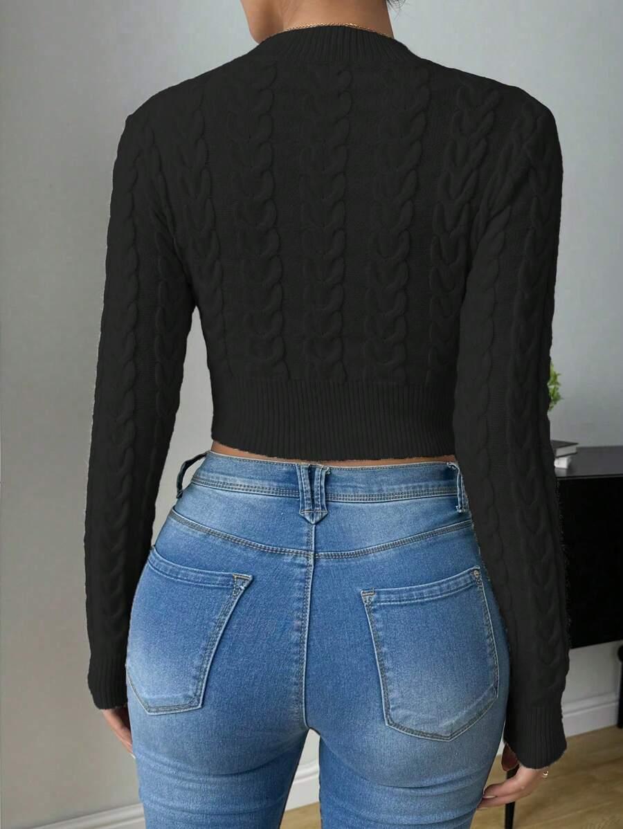 CZARNY dzianinowy SWETER 