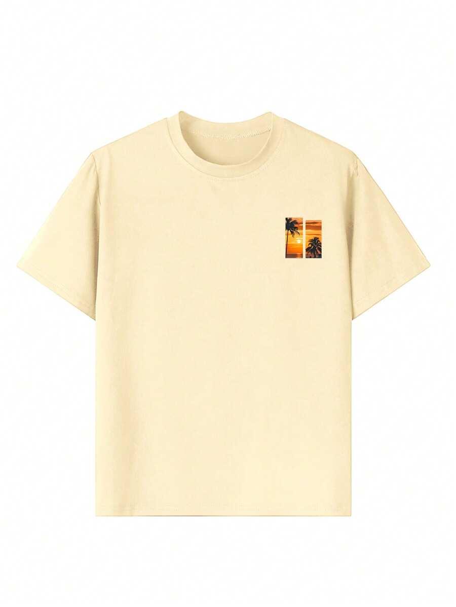 beżowy t-shirt print