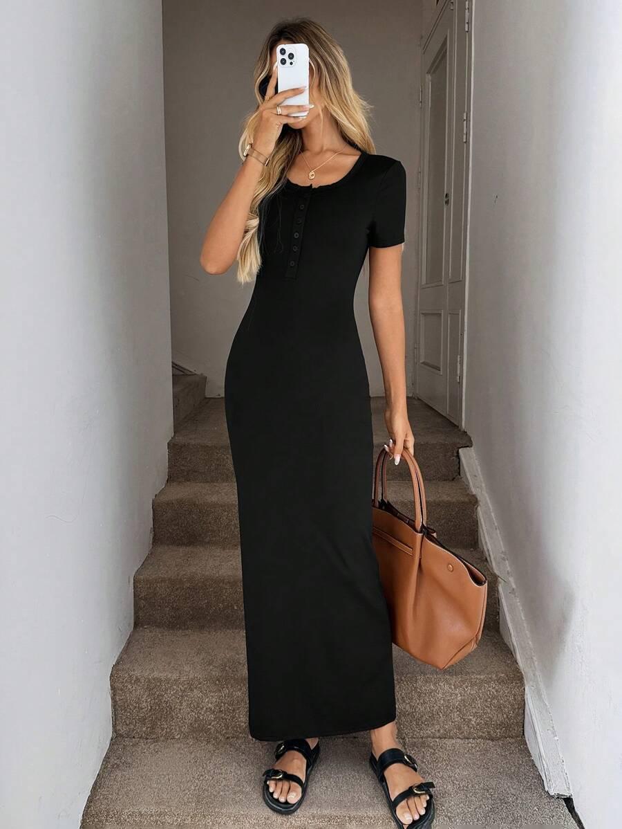 CZARNA MAXI SUKIENKA