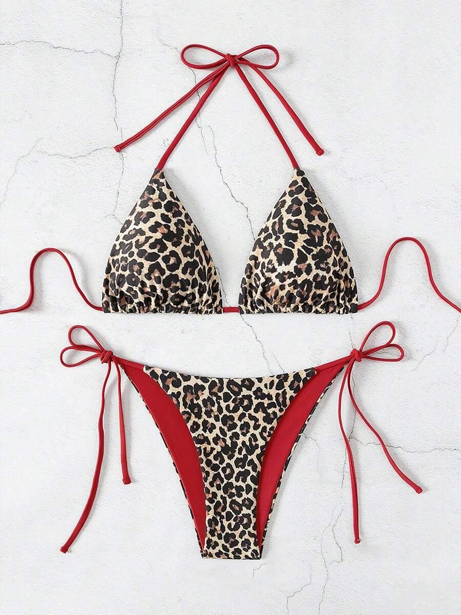dwuczęściowy strój kąpielowy animal print
